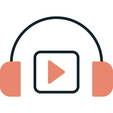 Podacast Dinleme eşleşmeli ikon vektör çizimi