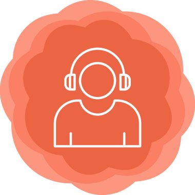 Etkilendirici kulaklık takar Web simgesi, vektör illüstrasyonu