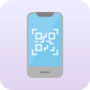 Cep telefonu ekranında QR kodu, vektör illüstrasyonu basit tasarım