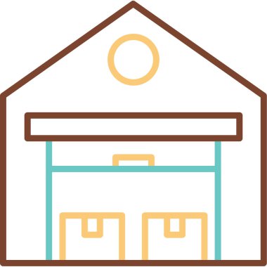 Depo binası. Web simgesi basit illüstrasyon