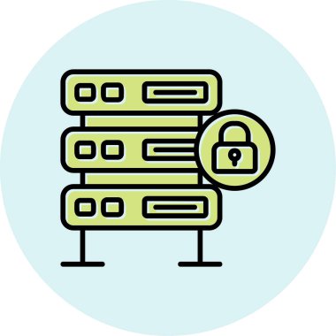 Şifrelenmiş sunucu simgesi, vektör illüstrasyonu basit tasarım