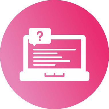  Soru işareti olan dizüstü bilgisayar simgesi. Vektör illüstrasyonu 