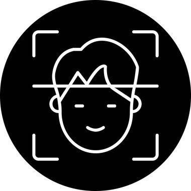 Yüz Tanıma vektör simgesi izole edildi. Yüz logosu taranıyor.