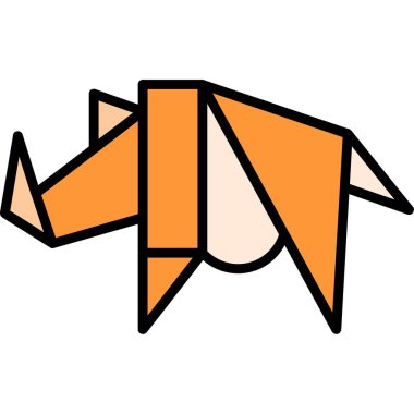 Origami biçiminde gergedan simgesi, vektör 