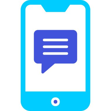 Ekran simgesinde konuşma balonu olan akıllı telefon, vektör illüstrasyon grafik tasarımı 