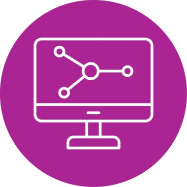 Bilgisayar Simülasyonu simgesi, vektör illüstrasyonu basit tasarım