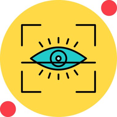 Göz Tarama Ağı simgesi, vektör illüstrasyonu. Tarama çerçevesi vektör ana hatları işaretli dijital göz