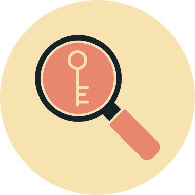 Anahtarlı büyüteç, vektör illüstrasyonu basit tasarım