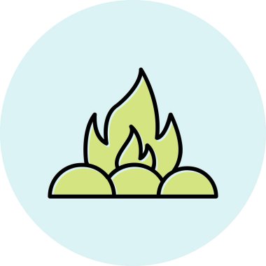 Kamp ateşi simgesi, vektör illüstrasyonu, düz tasarım 