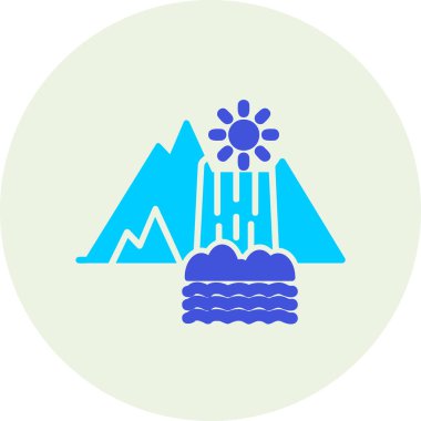 Dağların simgesindeki bir şelalenin vektör çizimi 