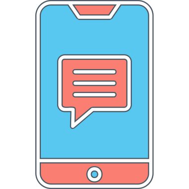 Ekran simgesinde konuşma balonu olan akıllı telefon, vektör illüstrasyon grafik tasarımı 