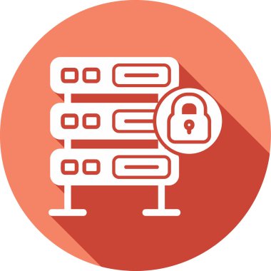 Şifrelenmiş sunucu simgesi, vektör illüstrasyonu basit tasarım