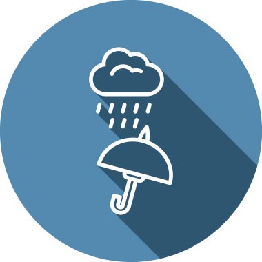 Yağmur bulutu ve şemsiye ağ simgesi basit illüstrasyon