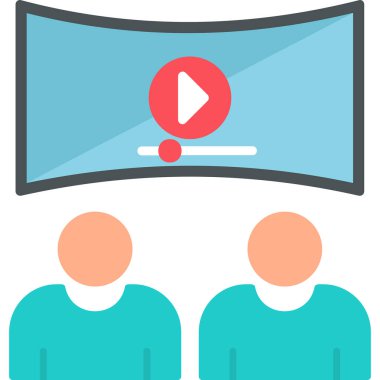 Viedeo izleyen insanlar, vektör illüstrasyonu basit tasarım