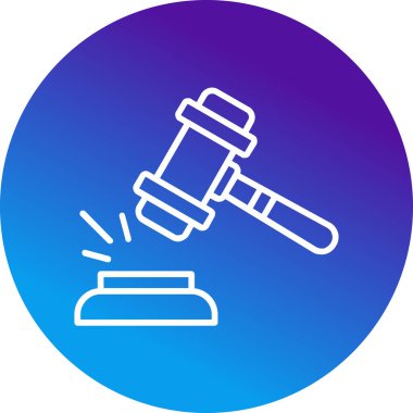 Yargıç çekiç ikonu, vektör illüstrasyonu. Gavel.                               