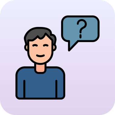 Müşteri Soru simgesi, vektör illüstrasyonu. Logotype. Konuşma balonunda soru işareti olan çocuk Avatar 'ı  