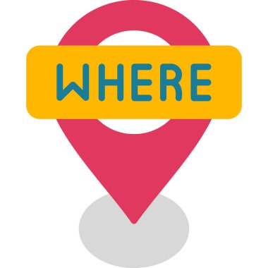 konum simgesi, vektör illüstrasyonunun bulunduğu yeri sözcükle işaretle