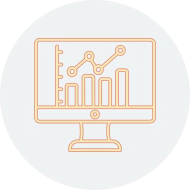 çevrimiçi bar grafikli bilgisayar ekranı, web simgesi basit illüstrasyon