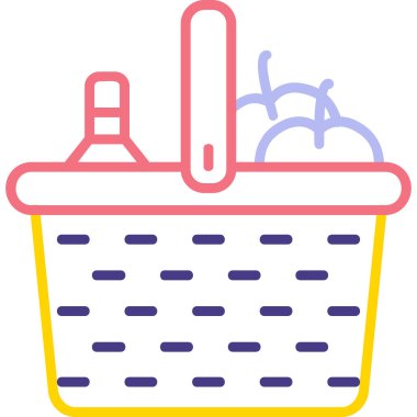 piknik sepeti simge vektör çizim