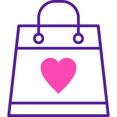 Aşk ikonlu alışveriş çantası, vektör illüstrasyonu