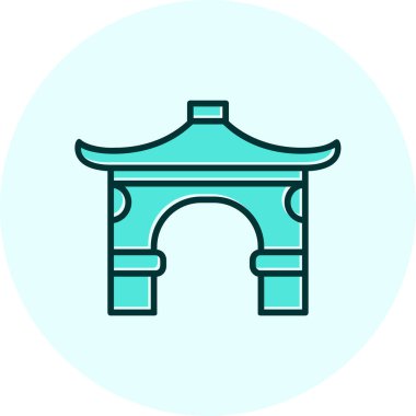 Çin geleneksel kemer ağ illüstrasyon tasarımı