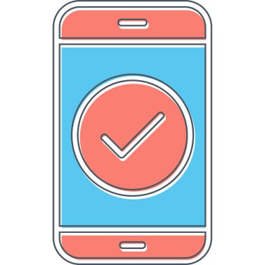 Tik işaretli telefon, vektör illüstrasyonu basit tasarım