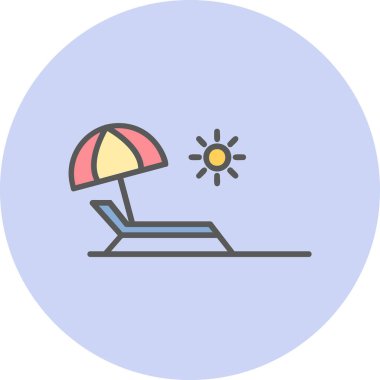 Yaz tatili, plaj ikonu, vektör illüstrasyonu