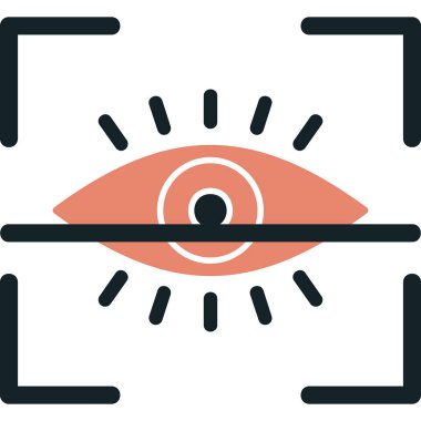 Göz Tarama Ağı simgesi, vektör illüstrasyonu. Tarama çerçevesi vektör ana hatları işaretli dijital göz