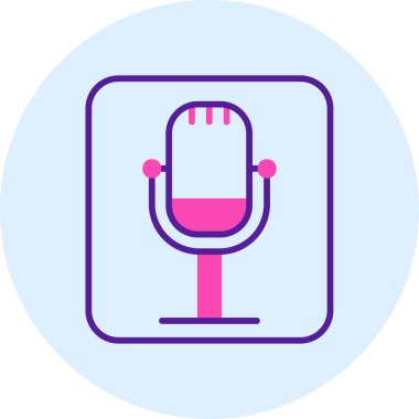 Retro mikrofon simgesi, vektör çizim 