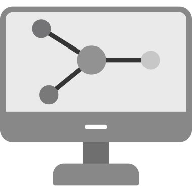Bilgisayar Simülasyonu simgesi, vektör illüstrasyonu basit tasarım