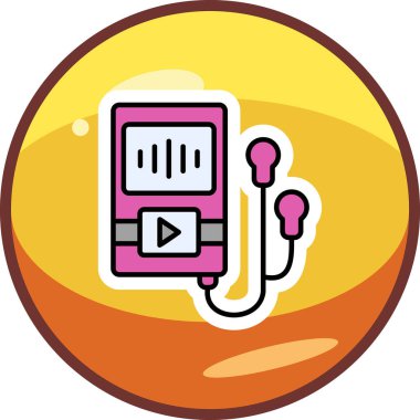 Müzik Oynatıcı web simgesi, vektör illüstrasyonu 