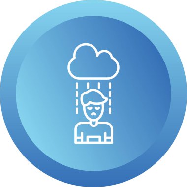 Depresyondaki adam yağmur bulutu simgesi altında, düz tasarım