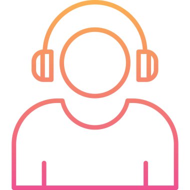 Etkilendirici kulaklık takar Web simgesi, vektör illüstrasyonu