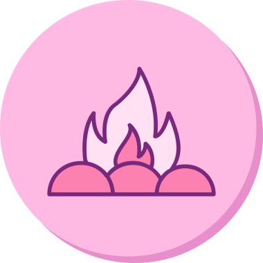 Kamp ateşi simgesi, vektör illüstrasyonu, düz tasarım 