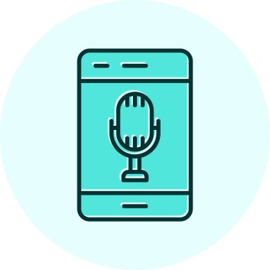 Akıllı telefon web simgesi, vektör illüstrasyonunda ses kaydı