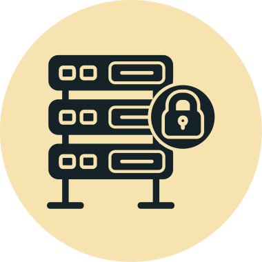 Şifrelenmiş sunucu simgesi, vektör illüstrasyonu basit tasarım