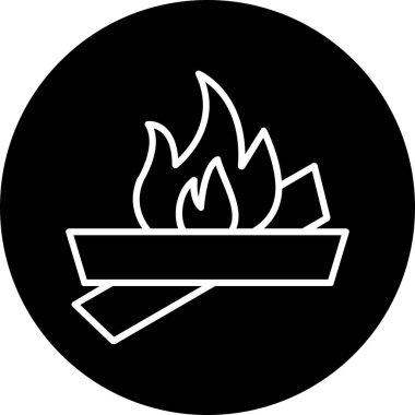 şenlik ateşi simgesi, ağ basit illüstrasyon