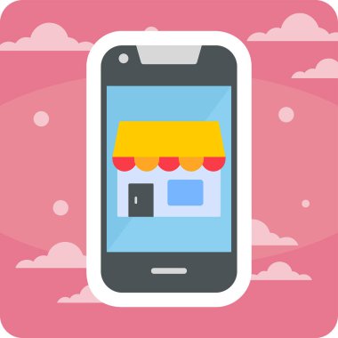 Akıllı telefon web simgesi, vektör illüstrasyonunda çevrimiçi rezervasyon