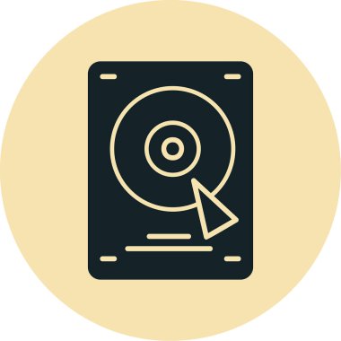 Sabit disk simgesi, vektör illüstrasyonu basit tasarım