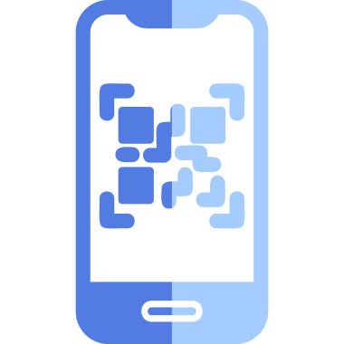 Cep telefonu ekranında QR kodu, vektör illüstrasyonu basit tasarım