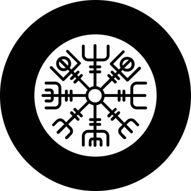 Vegvisir runik pusula simgesi, vektör illüstrasyonu.