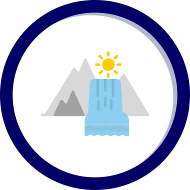 Dağların simgesindeki bir şelalenin vektör çizimi 