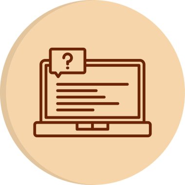  Soru işareti olan dizüstü bilgisayar simgesi. Vektör illüstrasyonu 