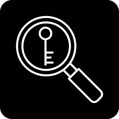 Anahtarlı büyüteç, vektör illüstrasyonu basit tasarım