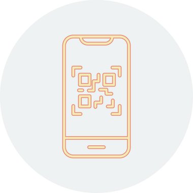 Cep telefonu ekranında QR kodu, vektör illüstrasyonu basit tasarım