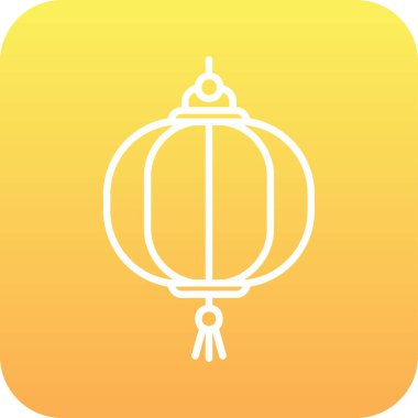 Oriental kağıt fener ağ simgesi, vektör illüstrasyonu 