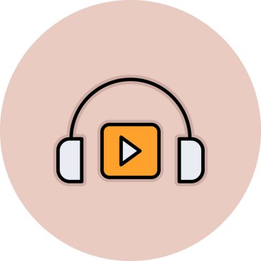 Podacast Dinleme eşleşmeli ikon vektör çizimi