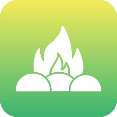 Kamp ateşi simgesi, vektör illüstrasyonu, düz tasarım 