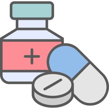 ilaç hapları simgesi, basit vektör illüstrasyonu 