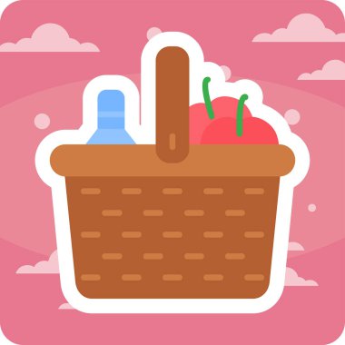 piknik sepeti simge vektör çizim